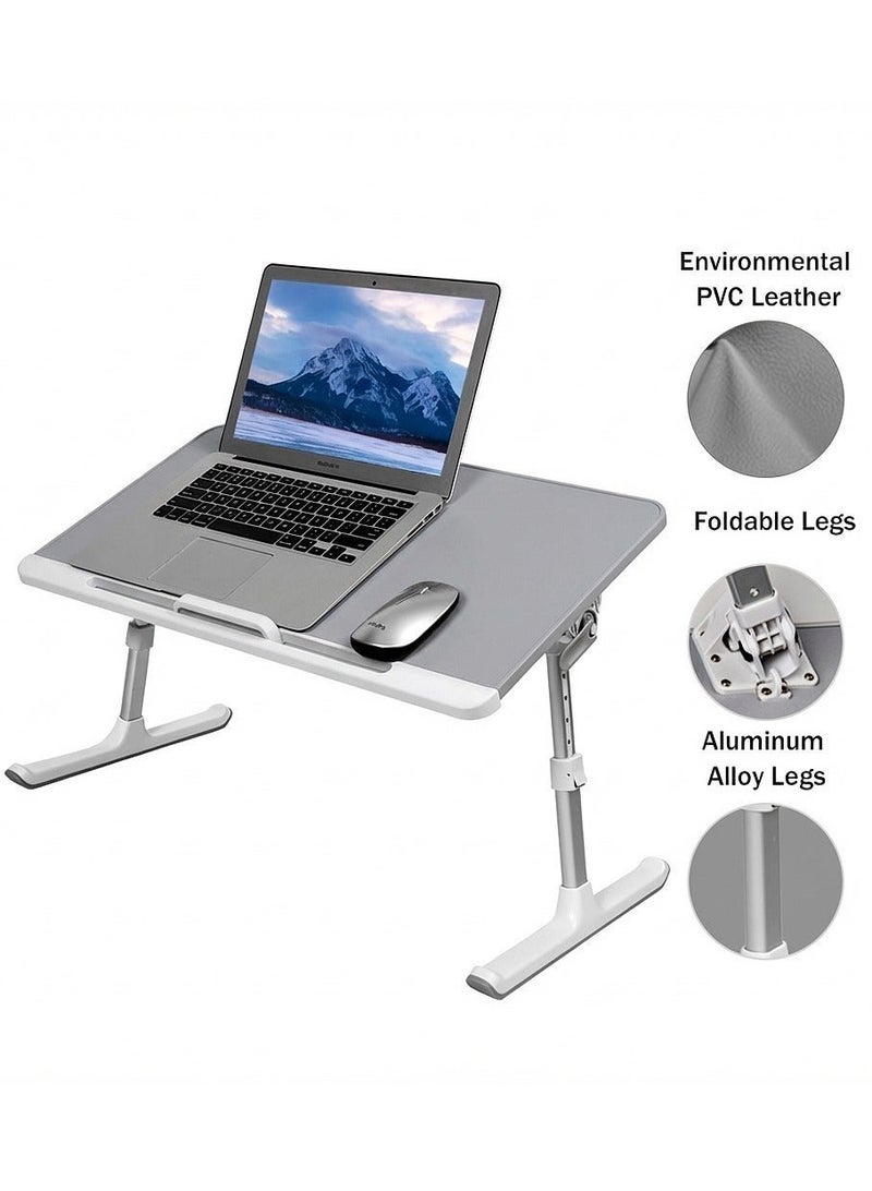 Foldable laptop table - adjustable height and tilt angle, 60*40 cm surface, with non-slip feet, suitable for (work, study, eating) and stores with a touch - Image 2